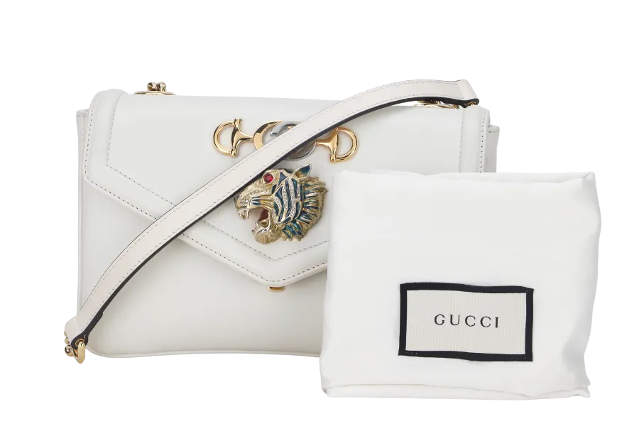 GUCCI RAJAH WHITE LEATHER(537243 486628) GOLD HARDWARE