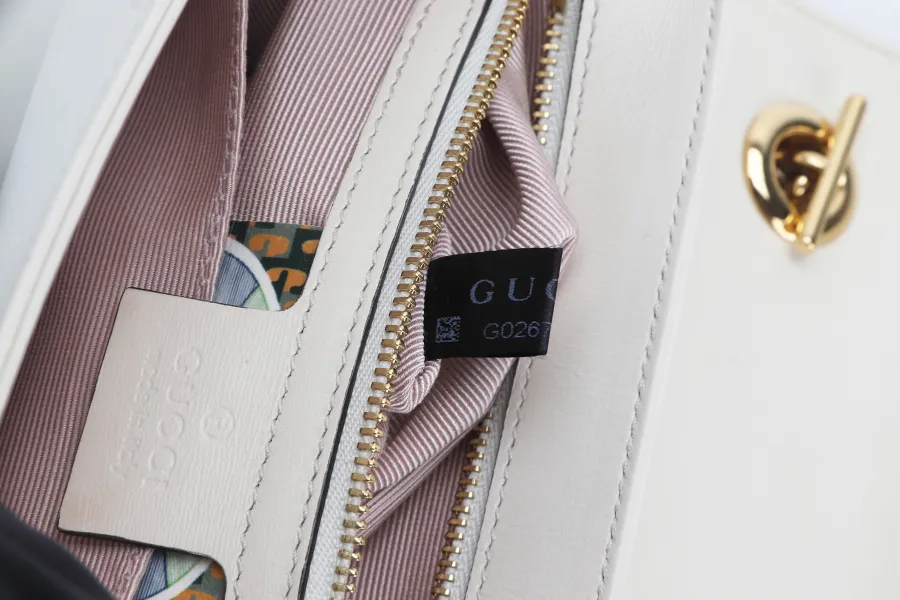 GUCCI RAJAH WHITE LEATHER(537243 486628) GOLD HARDWARE