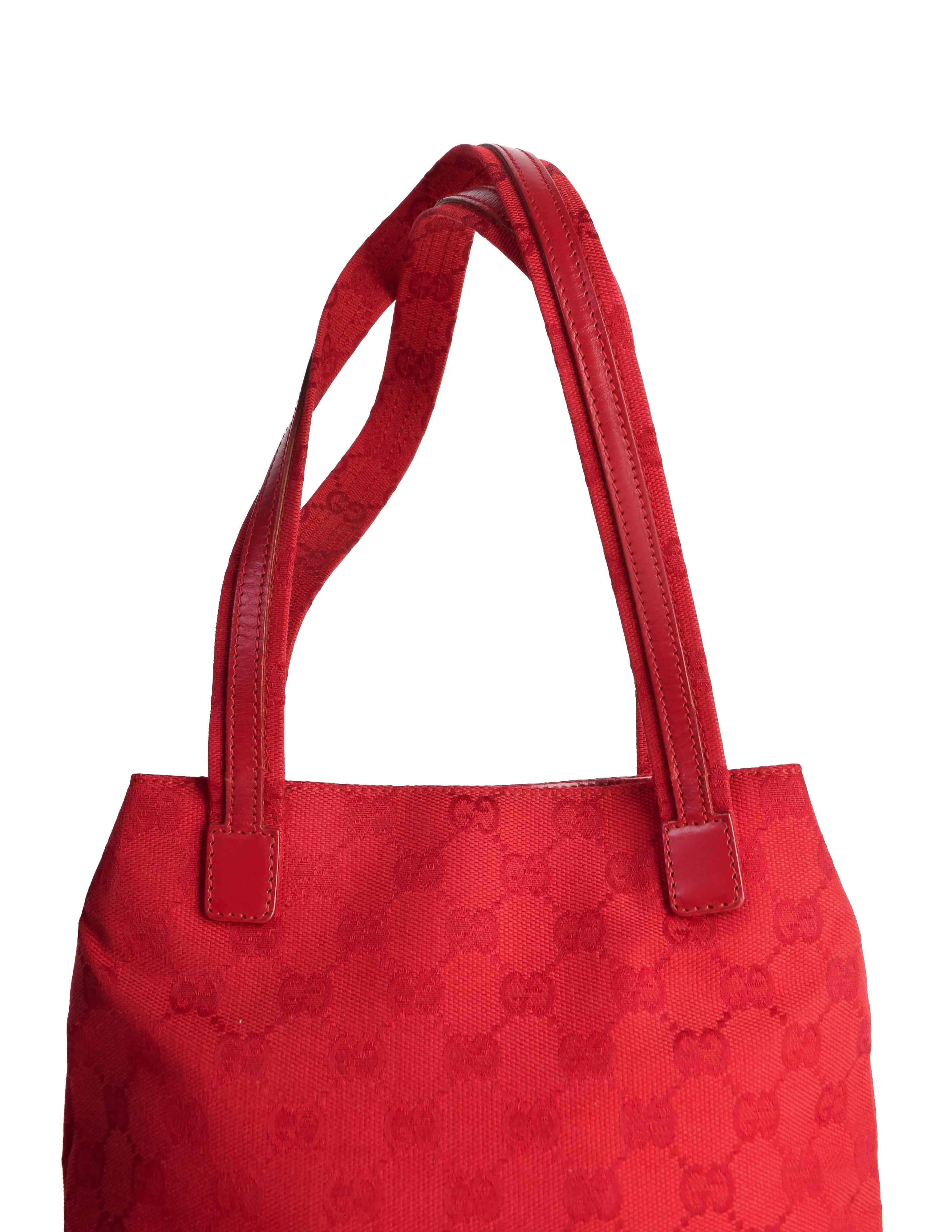 Gucci Vintage Red Monogram GG Logo Canvas Shoulder Bag