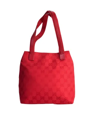 Gucci Vintage Red Monogram GG Logo Canvas Shoulder Bag