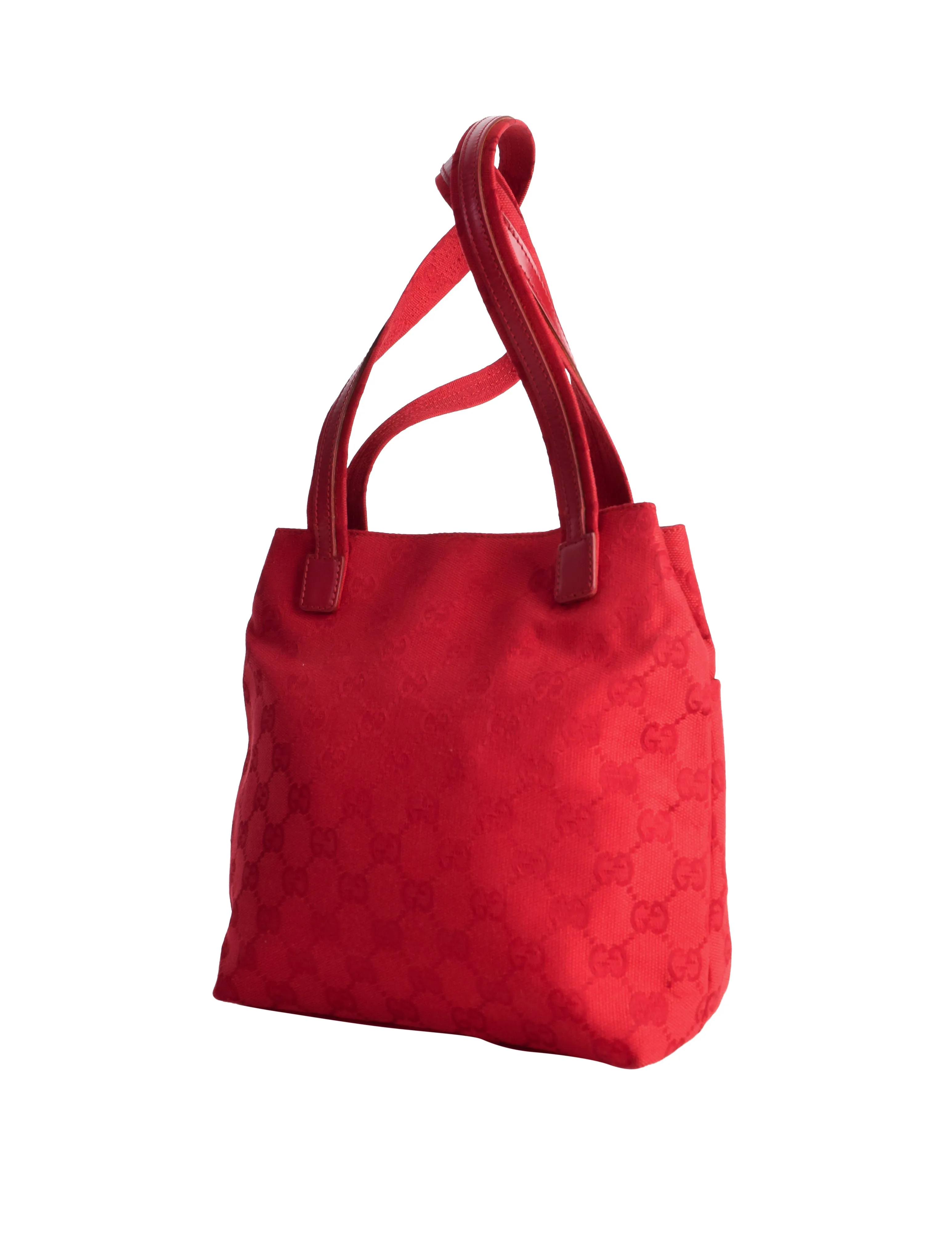 Gucci Vintage Red Monogram GG Logo Canvas Shoulder Bag