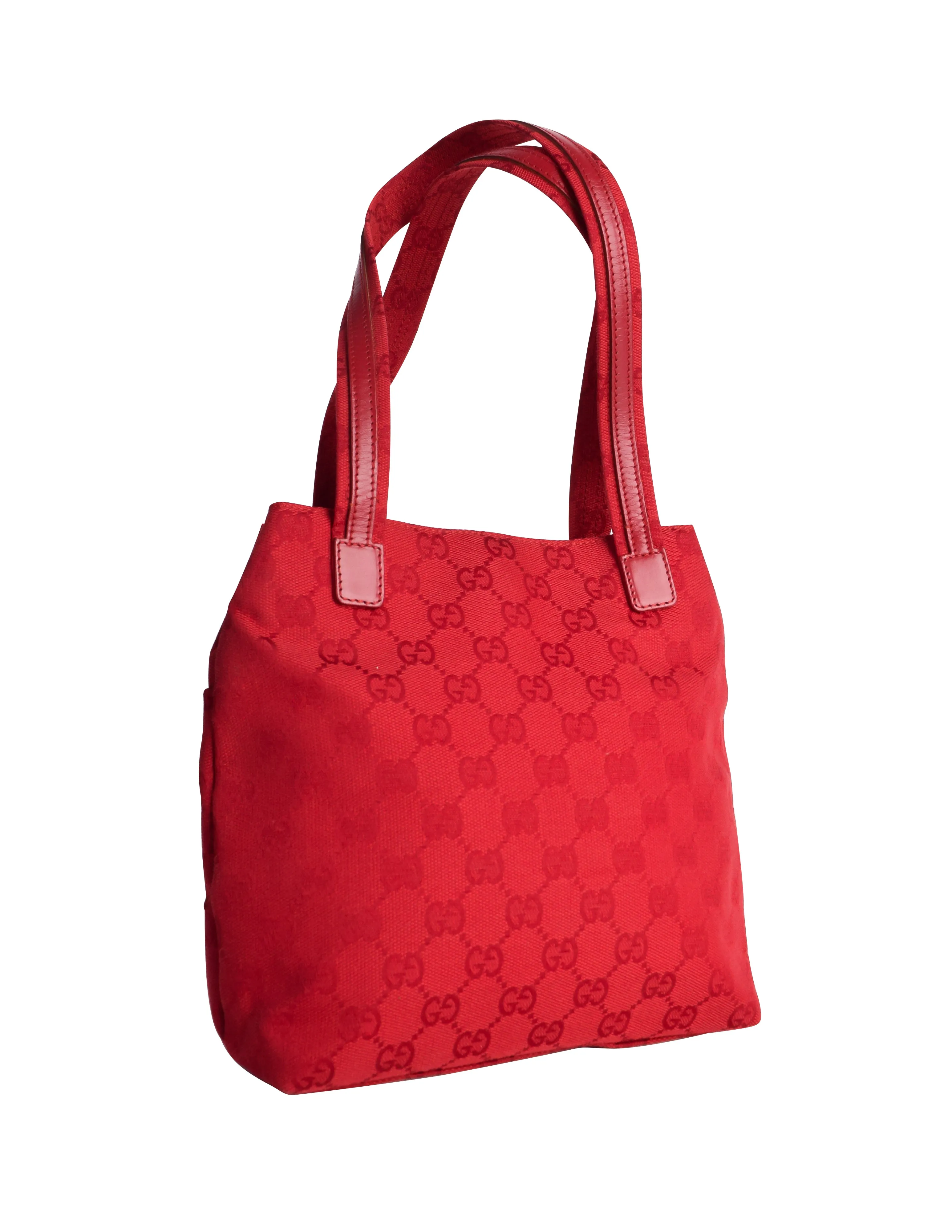 Gucci Vintage Red Monogram GG Logo Canvas Shoulder Bag