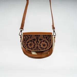 Hand-Tooled Cowhide Crossbody Bag