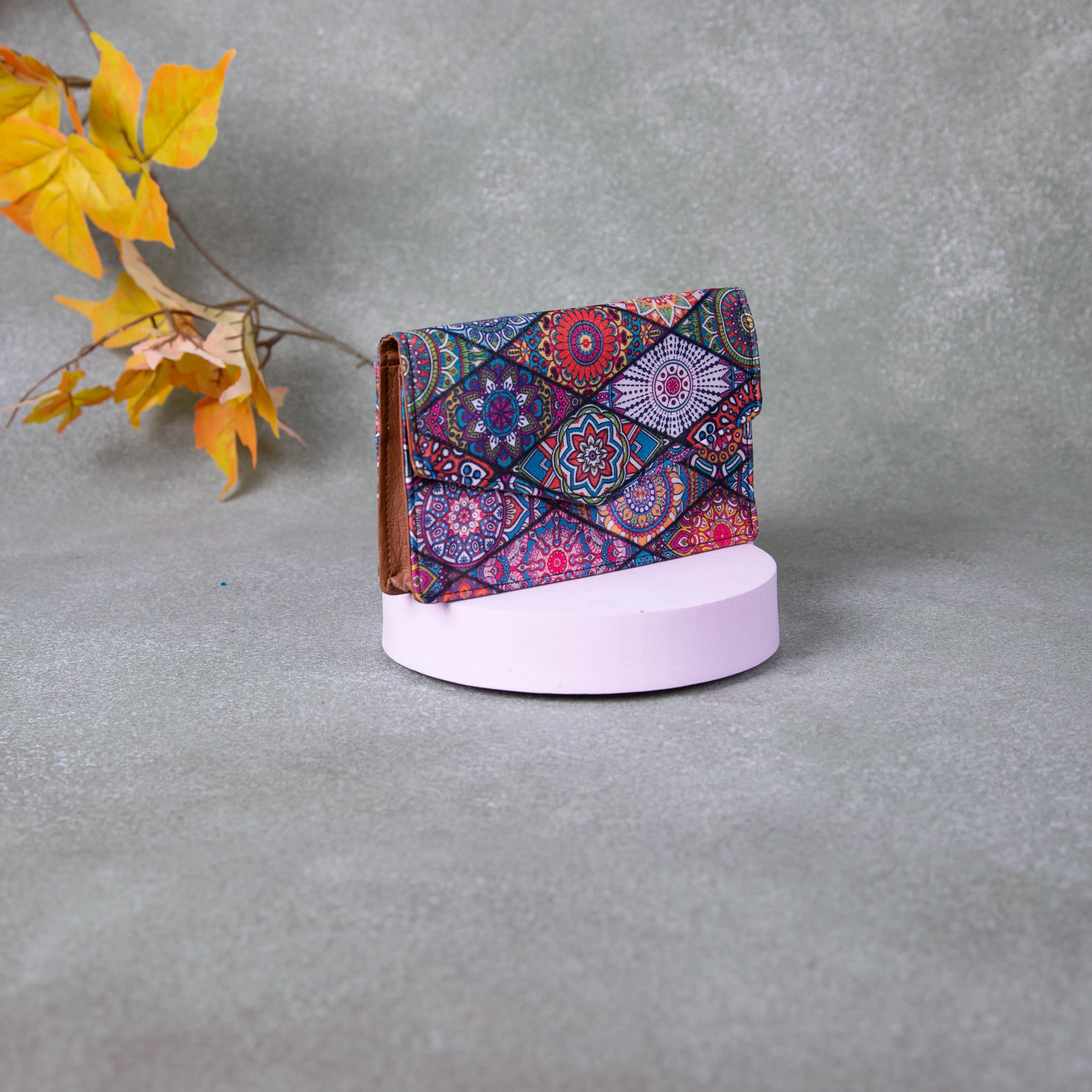 Handmade Wallets - Compact Multi-Colour Flower Design.