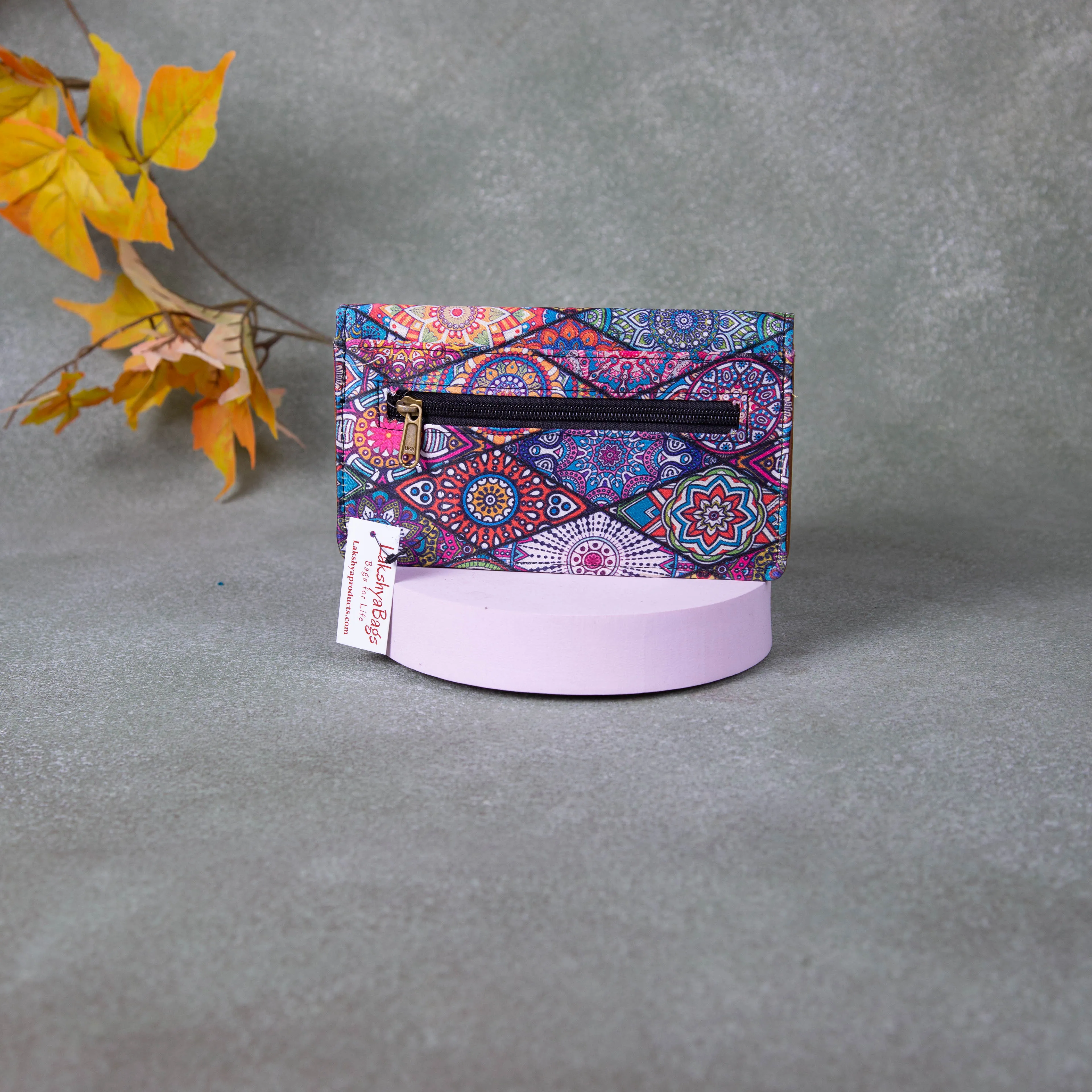 Handmade Wallets - Compact Multi-Colour Flower Design.