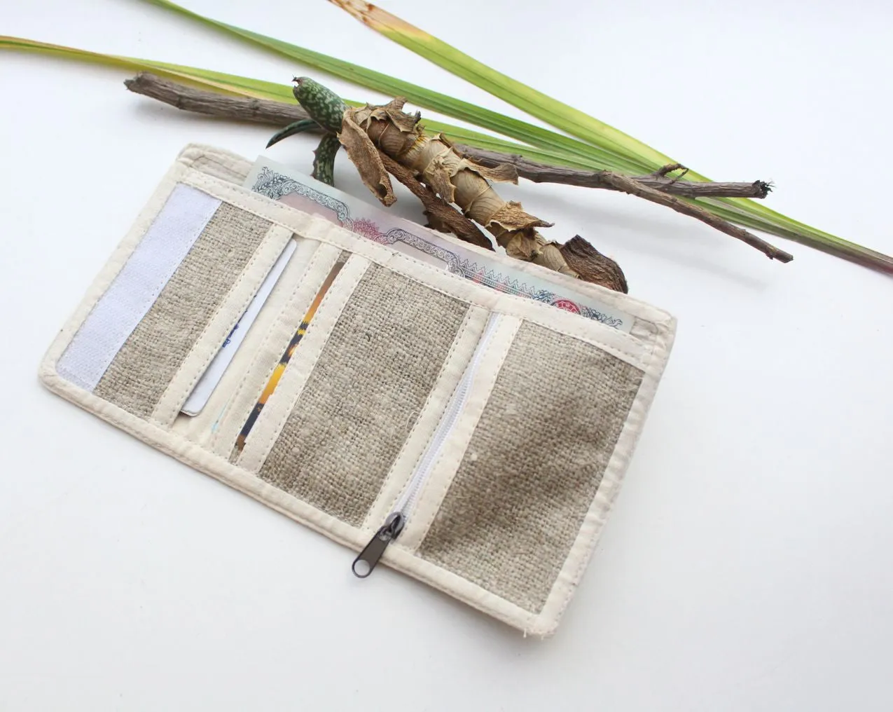 Hemp Tri Fold Off White Wallet