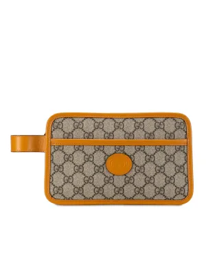 Interlocking G Coated Canvas Clutch with Leather Trim