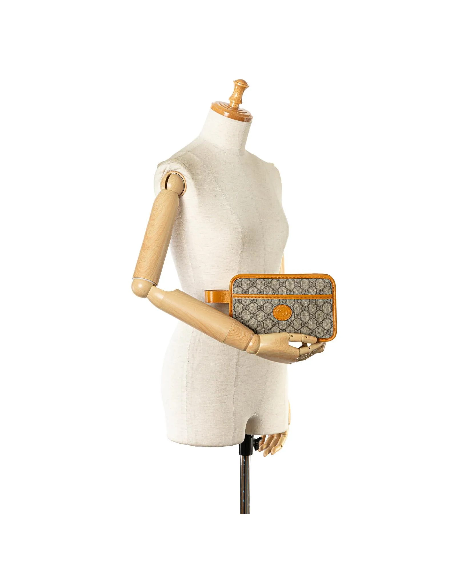 Interlocking G Coated Canvas Clutch with Leather Trim