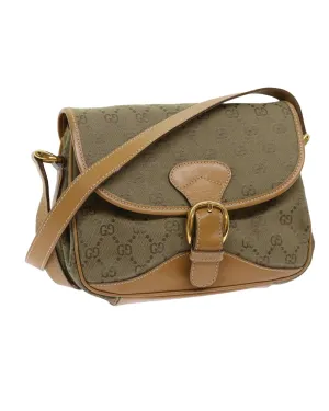 Khaki GG Canvas Shoulder Bag with Shoulder Strap