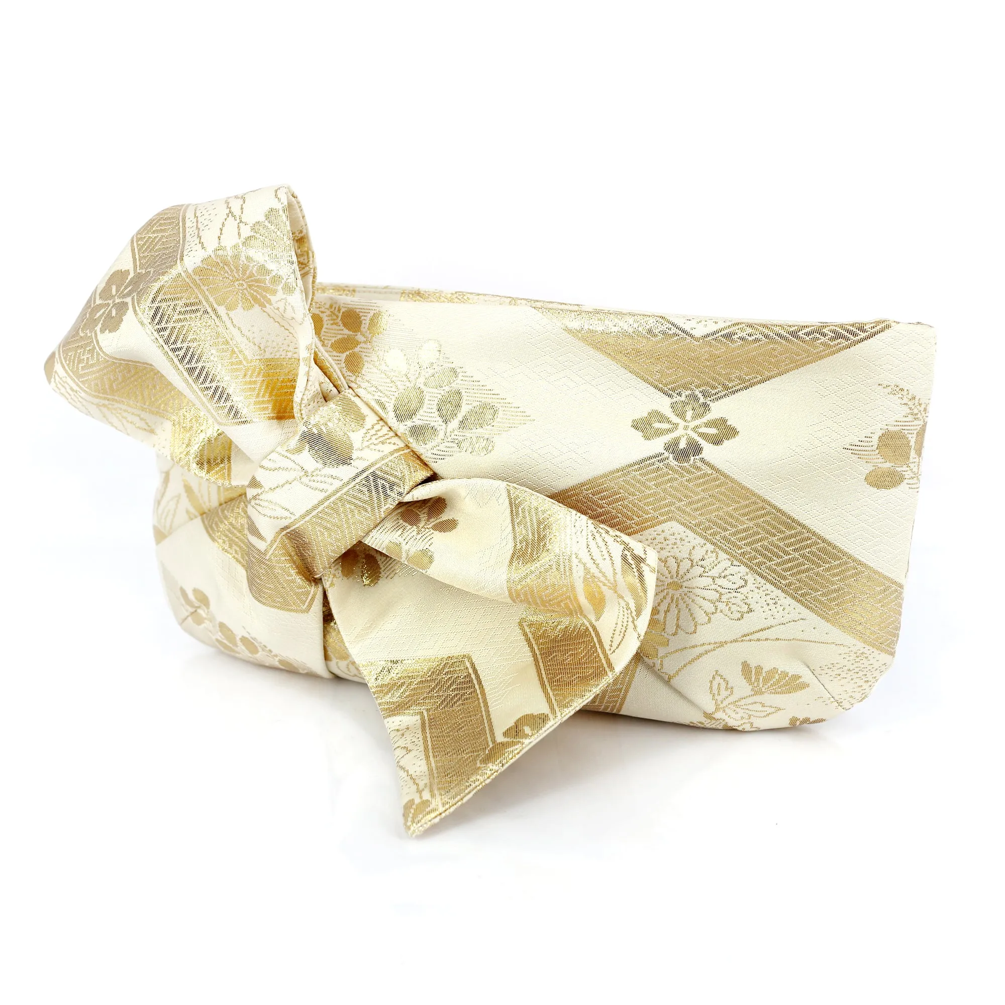 Kimono Obi Bow Clutch Bag | Gold spring | Upcycled from vintage Japanese Silk