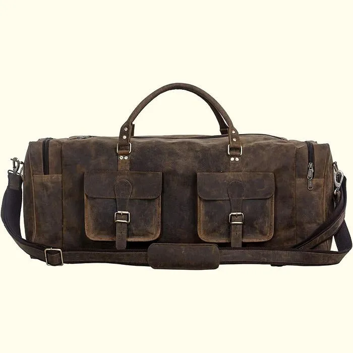 Large Hunter Buffalo Leather Duffel Bag