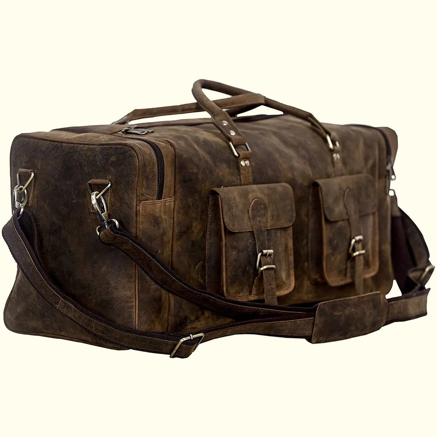 Large Hunter Buffalo Leather Duffel Bag