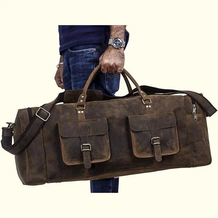 Large Hunter Buffalo Leather Duffel Bag