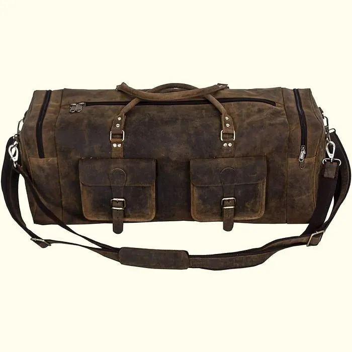 Large Hunter Buffalo Leather Duffel Bag