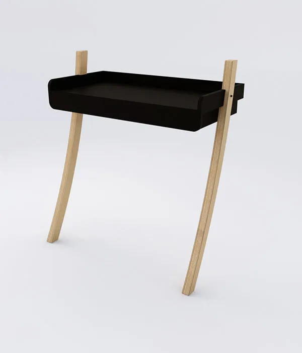 Leaning Desk Full Drawer - Black