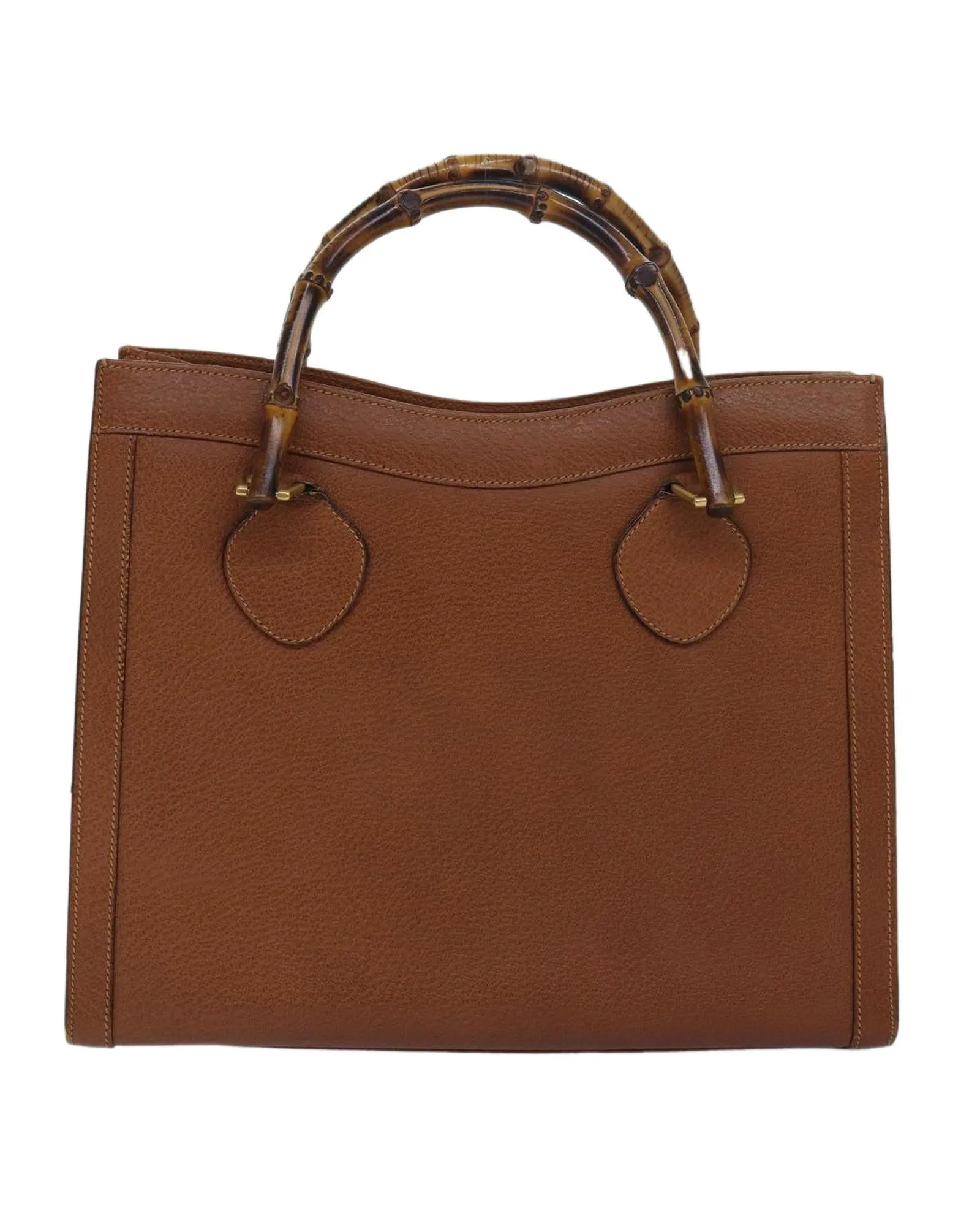 Leather Bamboo Hand Bag with Handle Drop