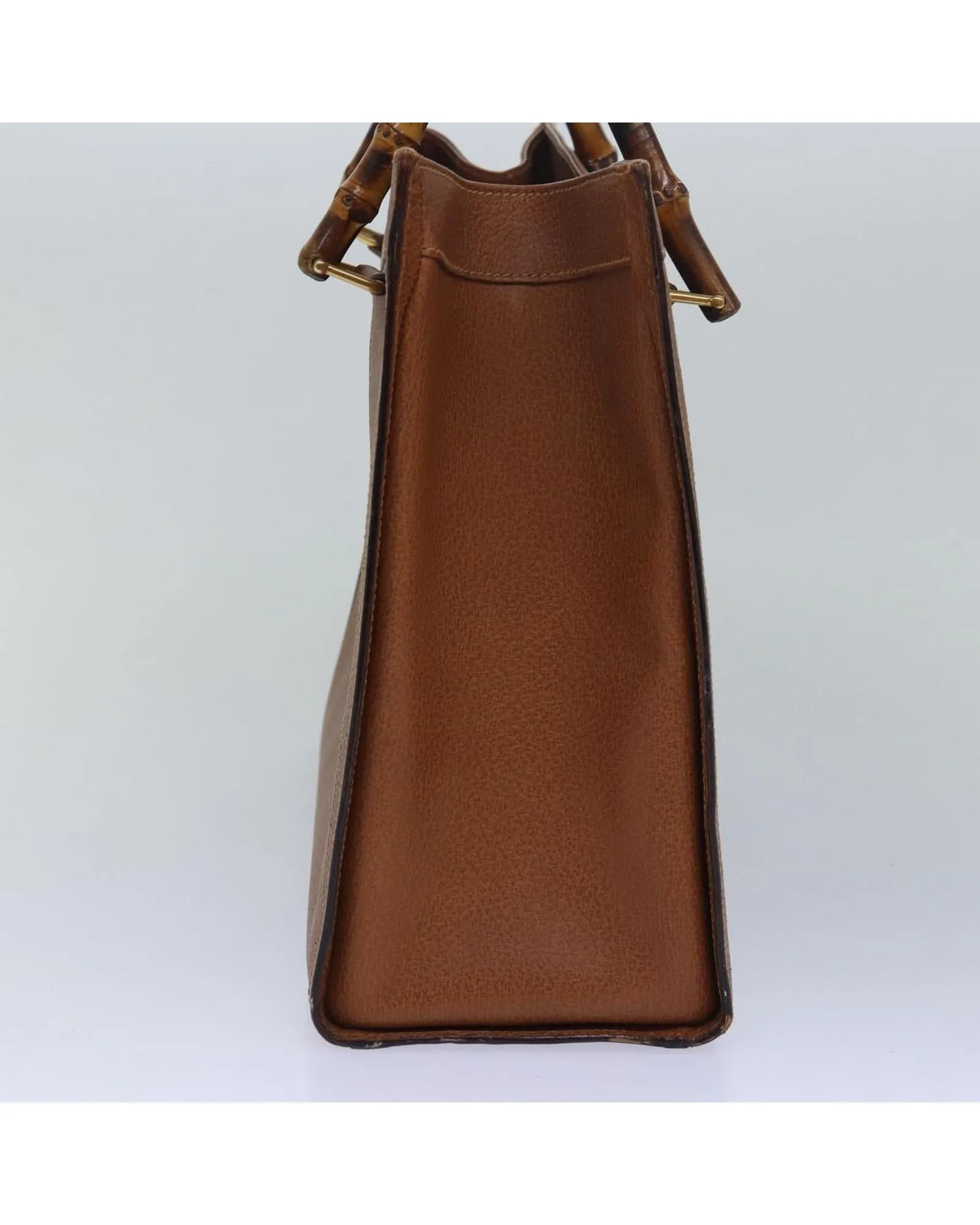 Leather Bamboo Hand Bag with Handle Drop