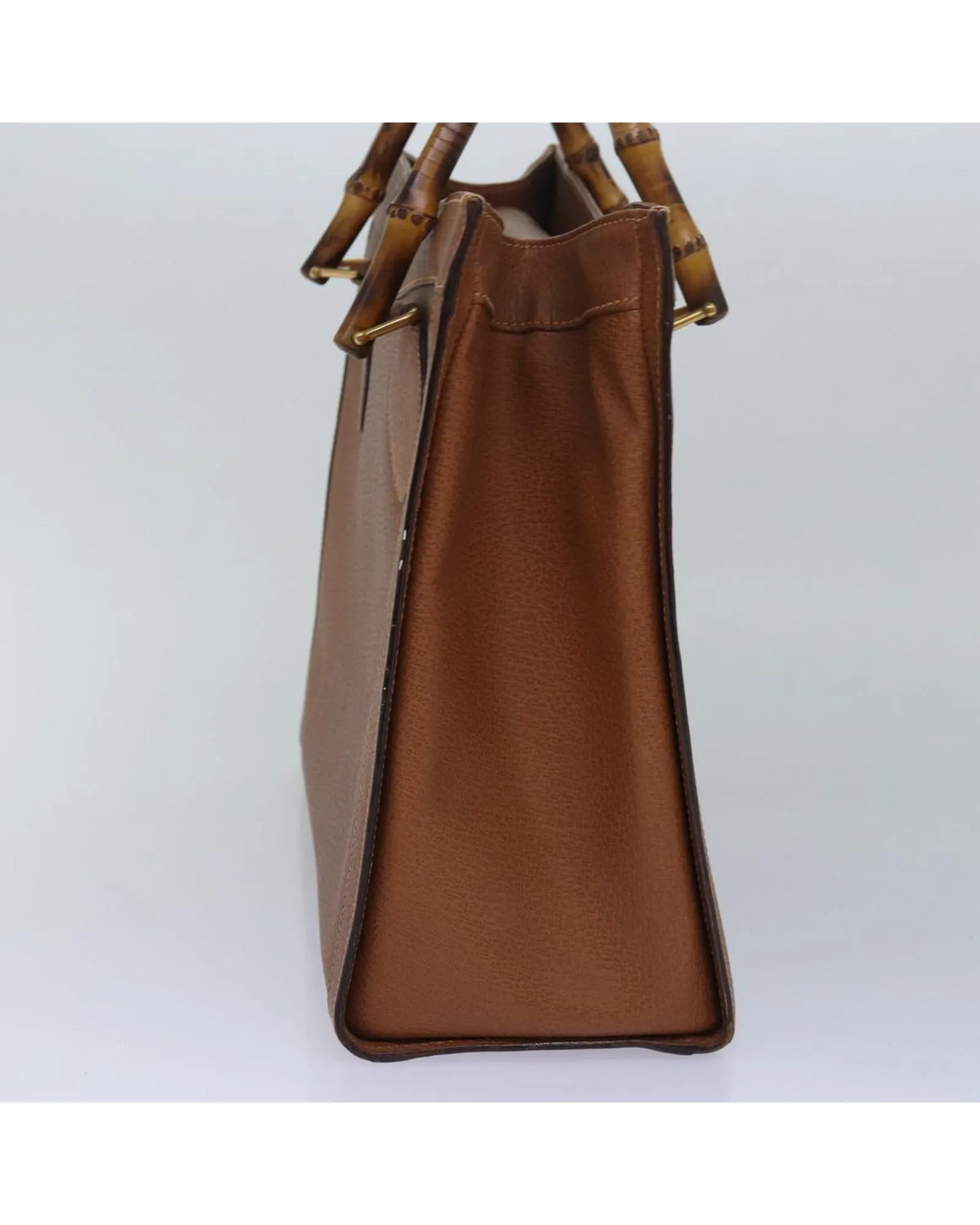 Leather Bamboo Hand Bag with Handle Drop