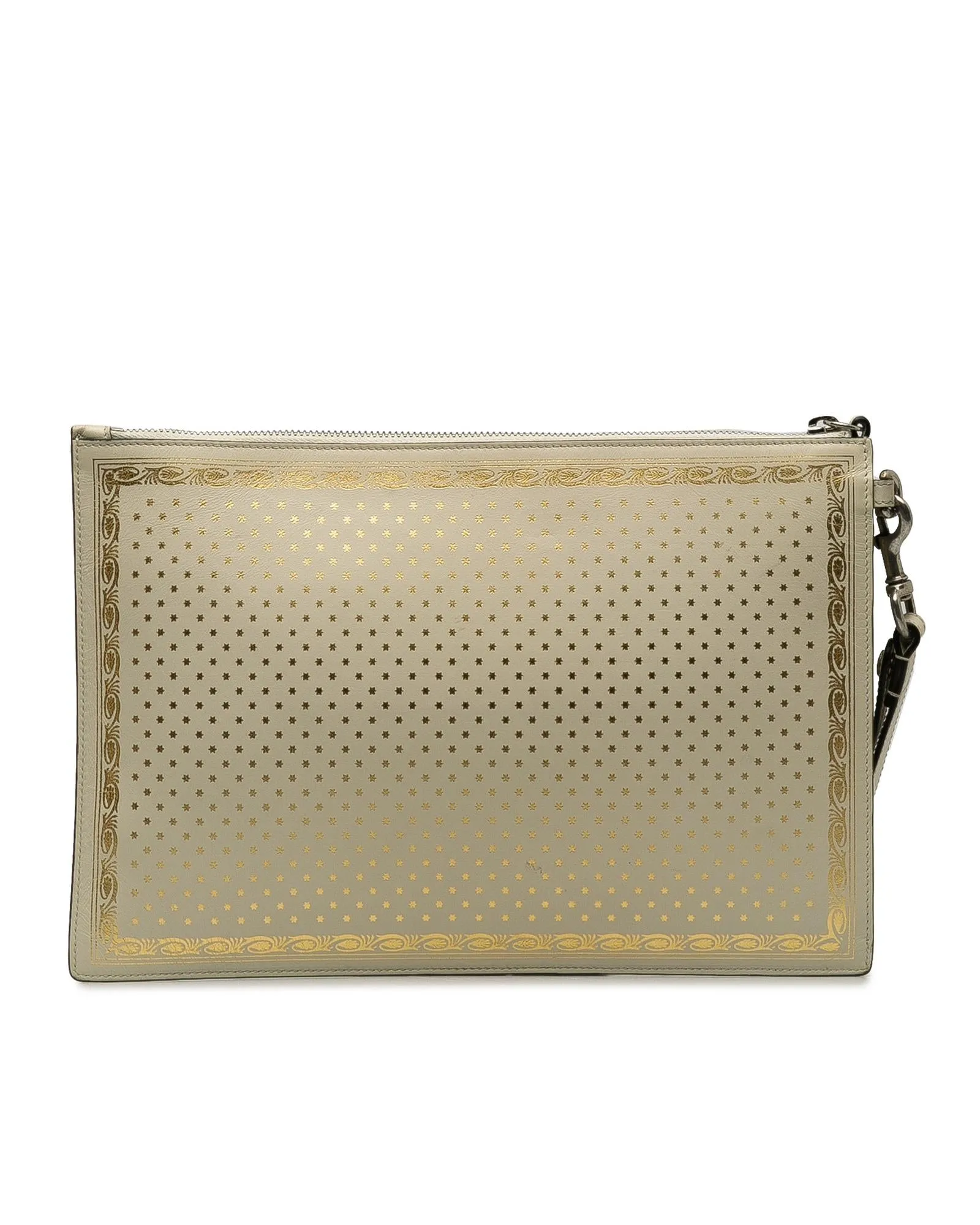 Leather Clutch with Top Zip Closure and Interior Slip Pocket