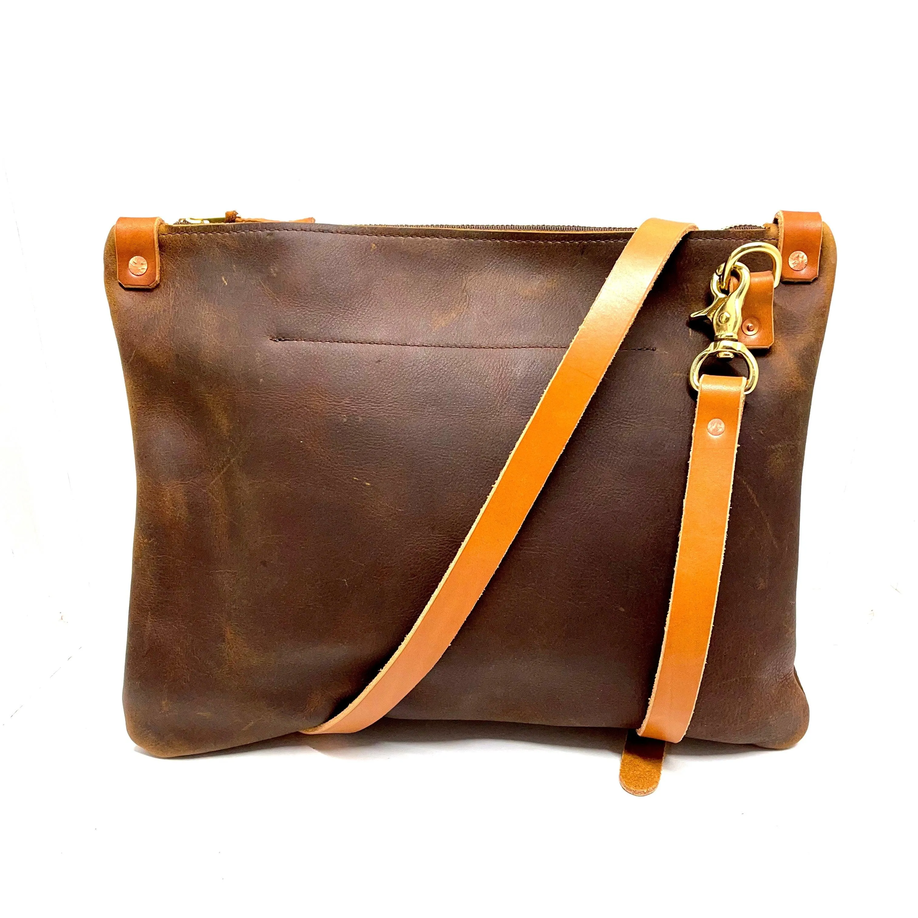 Leather Messenger Bag in Brown