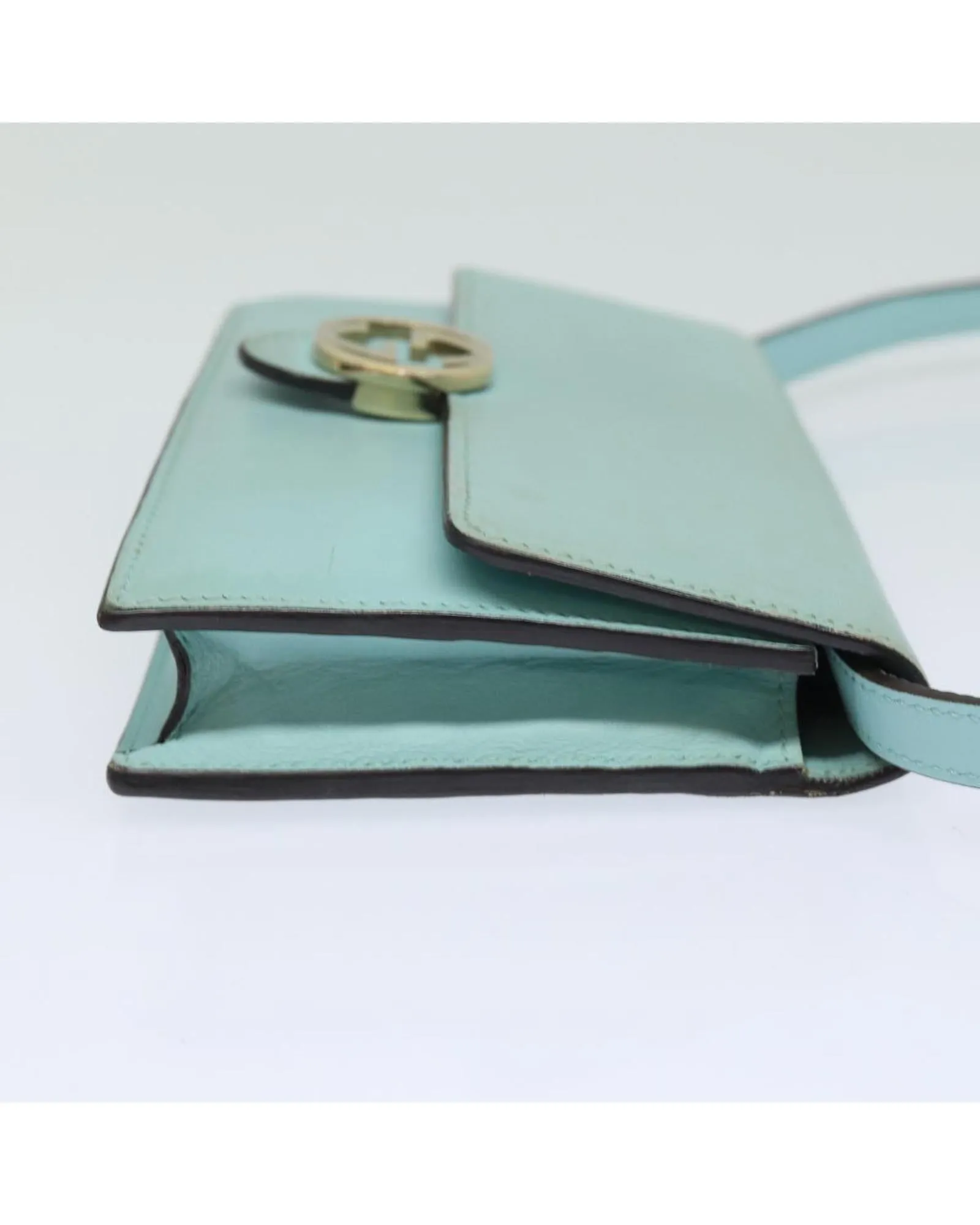 Leather Shoulder Wallet with Metal Fittings and Multiple Pockets