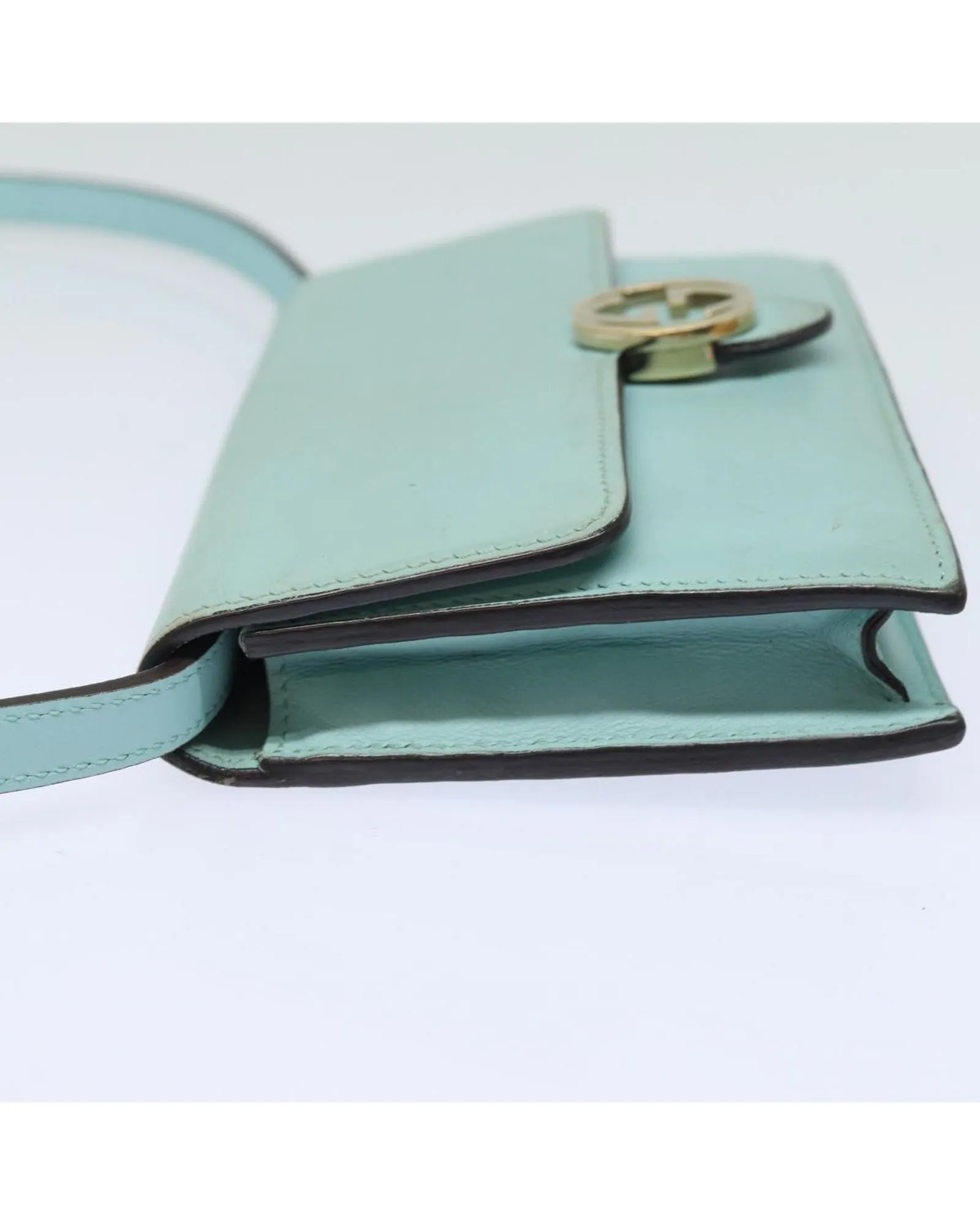 Leather Shoulder Wallet with Metal Fittings and Multiple Pockets