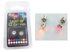 Lite-Up 2 Carat CZ Stud Earing Pair, Multi-Color in Heart-Shaped Gift Box