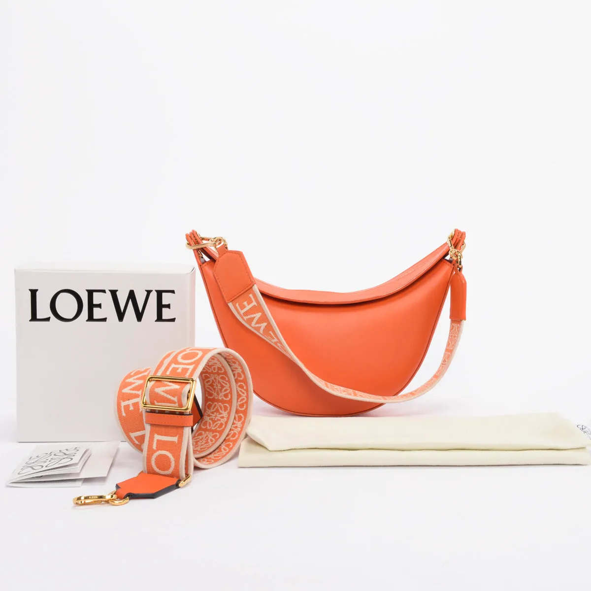 Loewe Orange Satin Calfskin Small Luna Bag   Strap