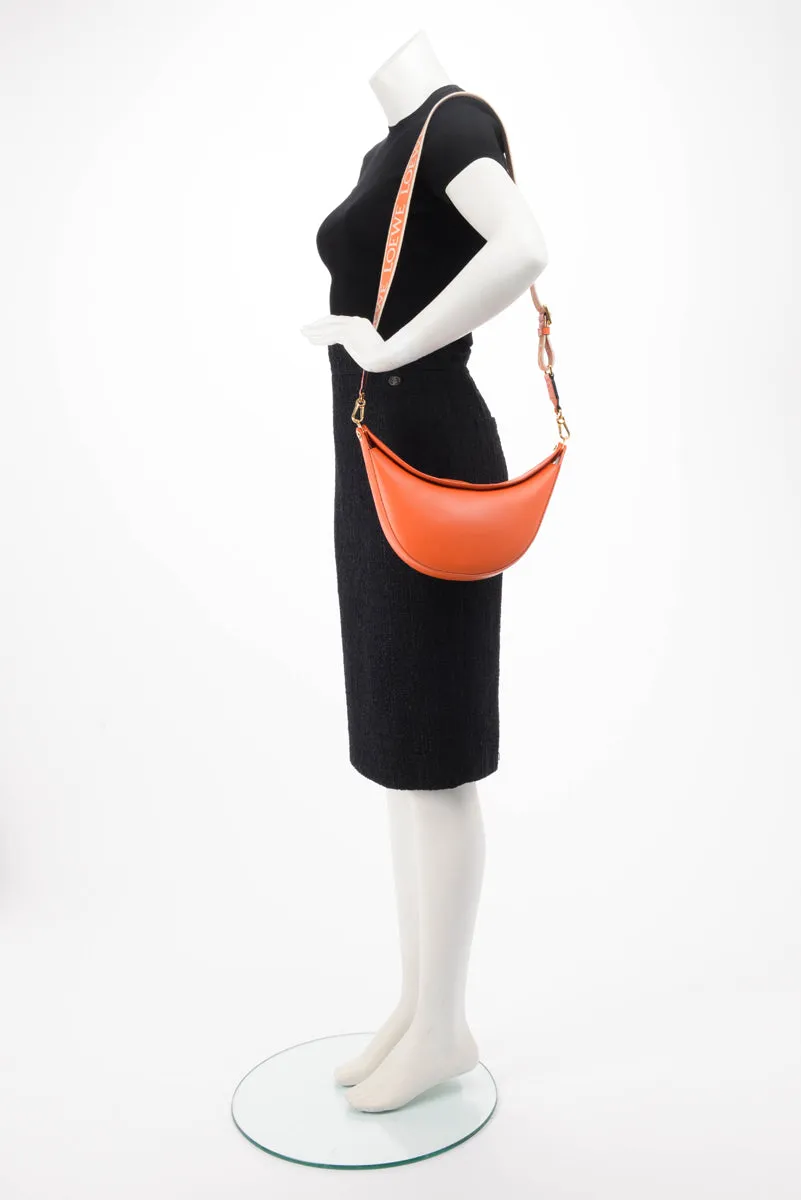 Loewe Orange Satin Calfskin Small Luna Bag   Strap