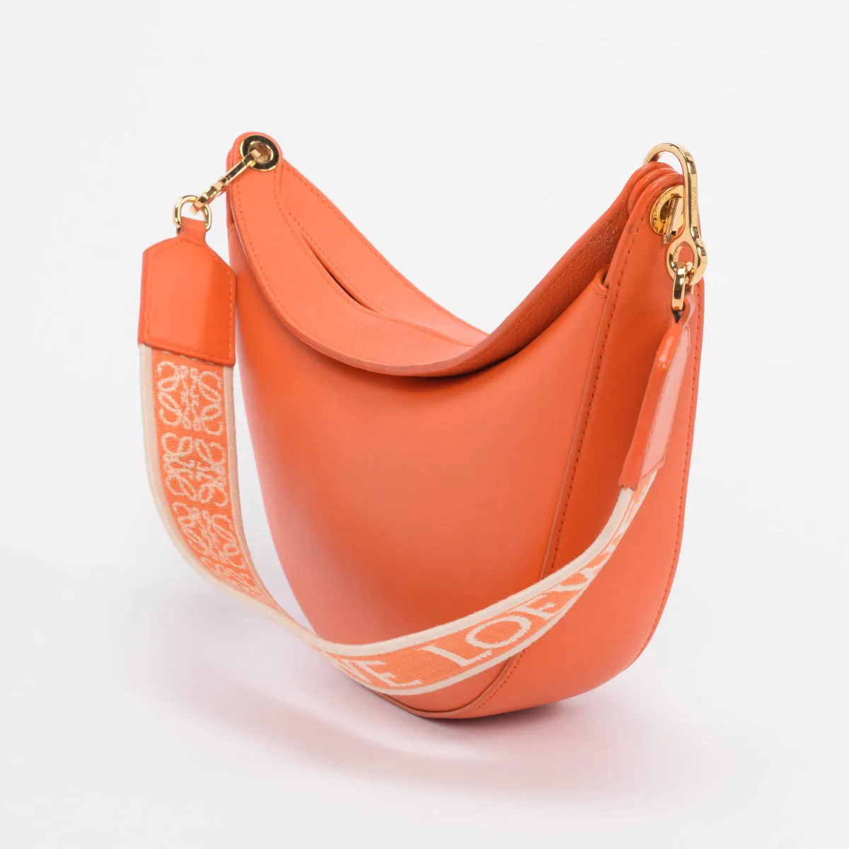 Loewe Orange Satin Calfskin Small Luna Bag   Strap