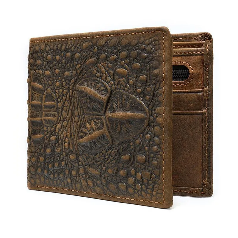 Men's Casual Durable Alligator Pattern Bifold Short Wallet