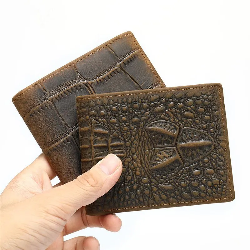 Men's Casual Durable Alligator Pattern Bifold Short Wallet