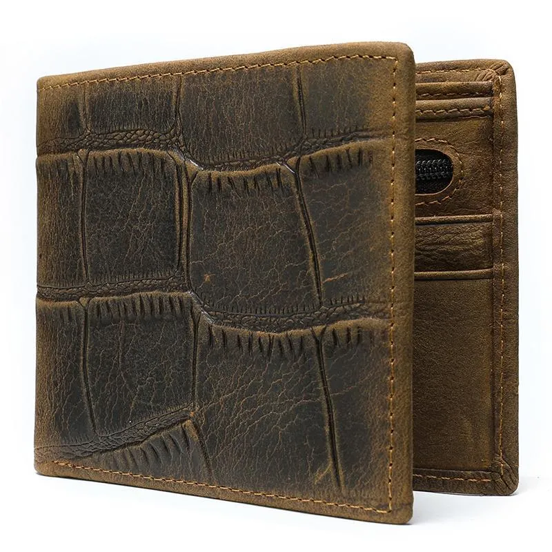 Men's Casual Durable Alligator Pattern Bifold Short Wallet