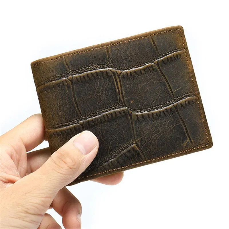 Men's Casual Durable Alligator Pattern Bifold Short Wallet