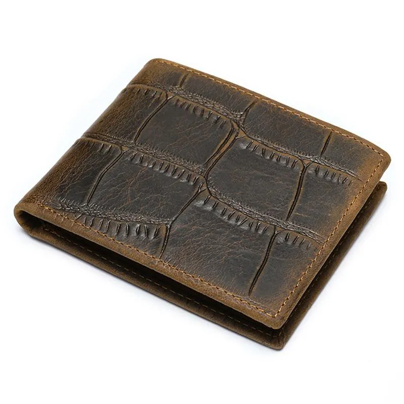 Men's Casual Durable Alligator Pattern Bifold Short Wallet