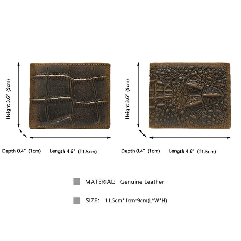 Men's Casual Durable Alligator Pattern Bifold Short Wallet