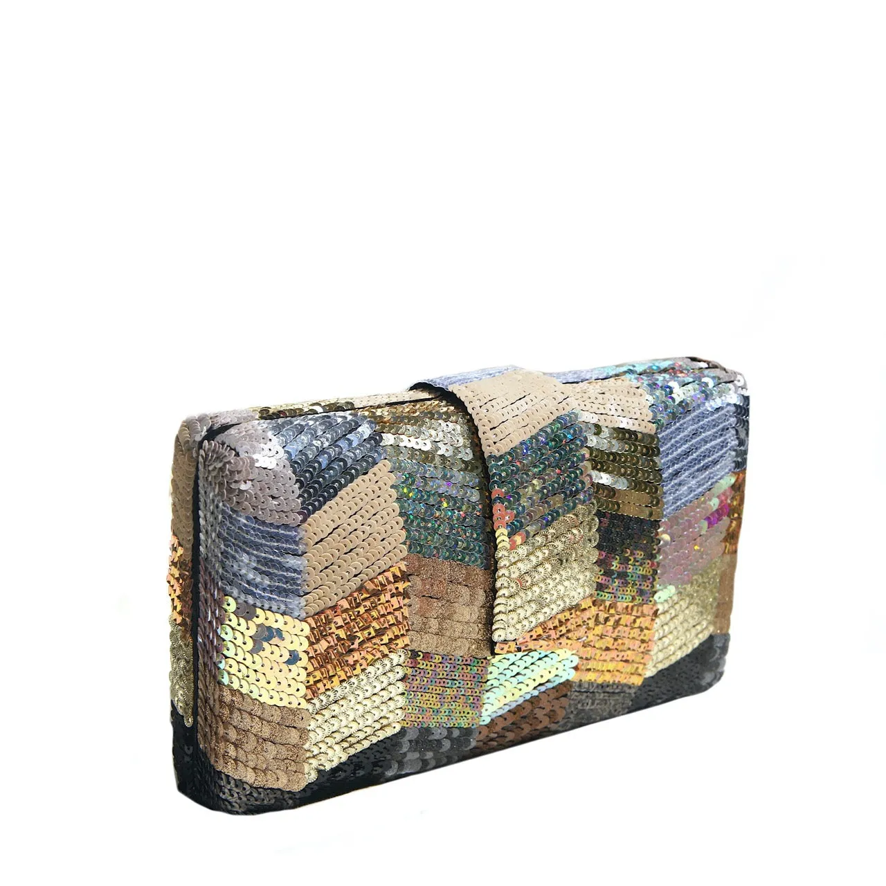 Metallic Zigzag Clutch