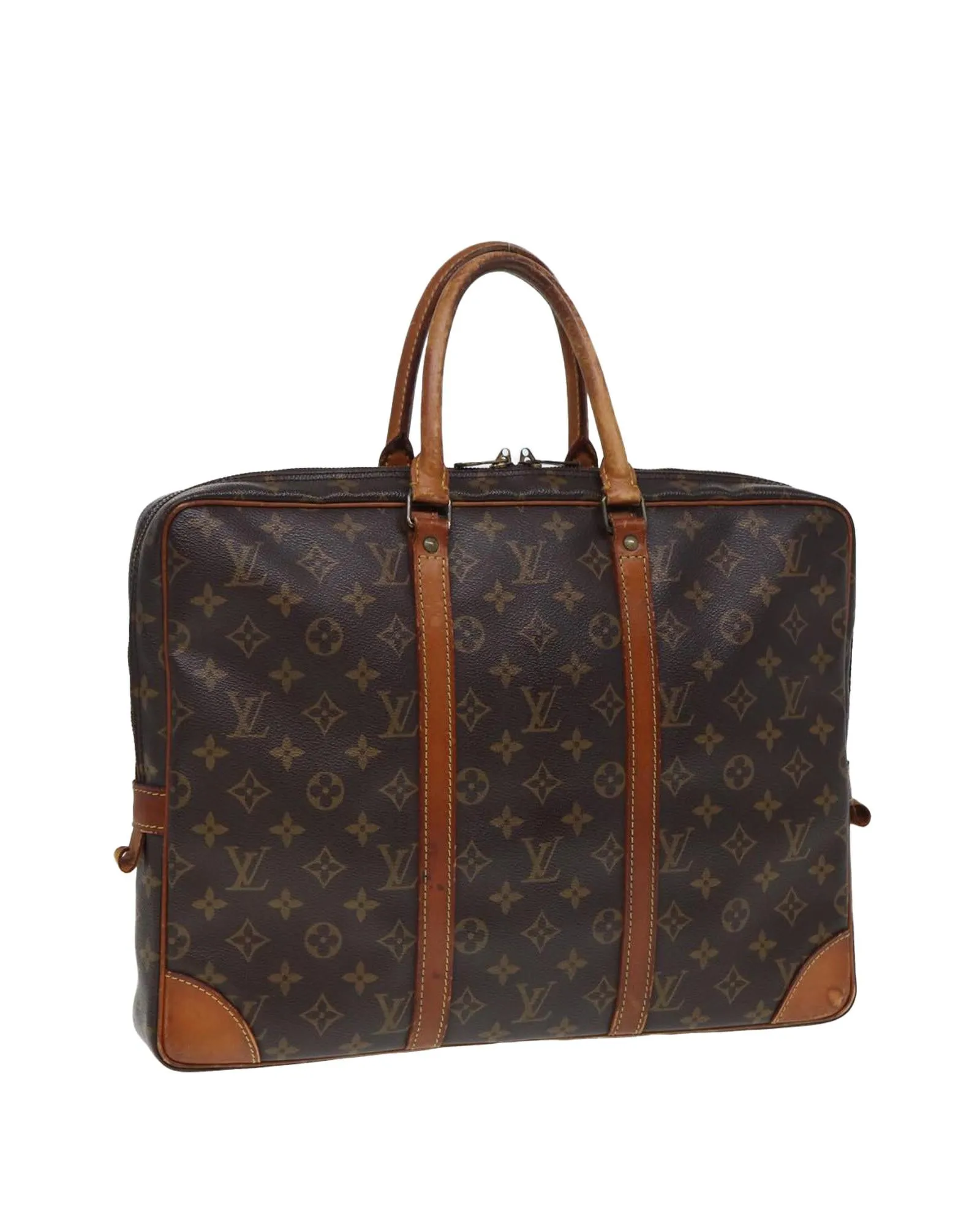 Monogram Canvas Business Bag with Multiple Pockets