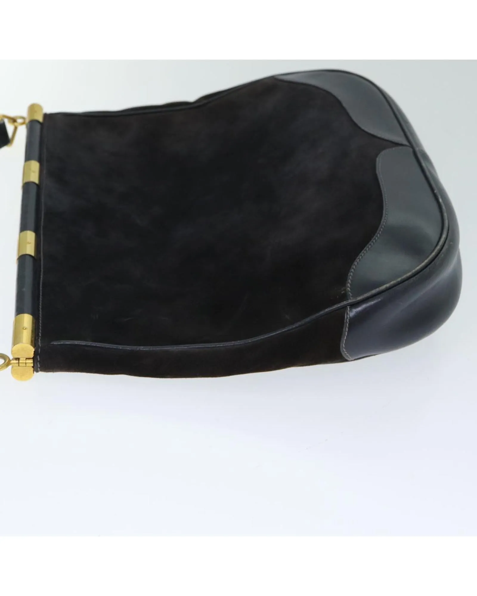 Navy Leather and Suede Shoulder Bag by Gucci