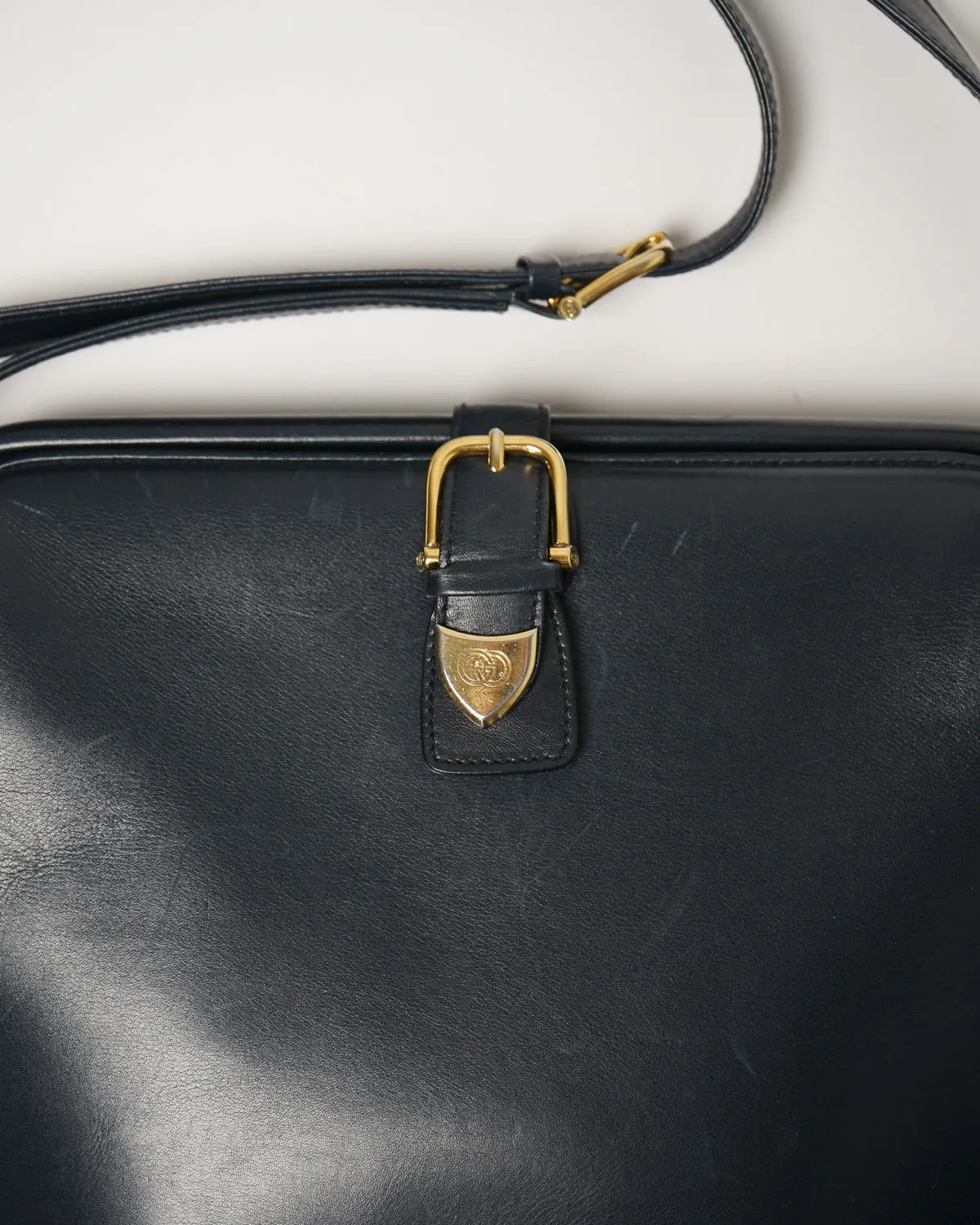 Navy Leather Shoulder Bag