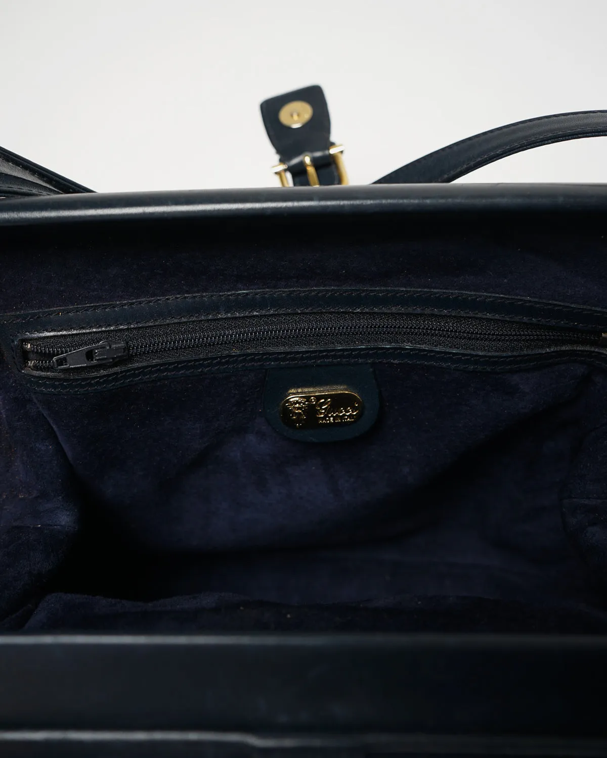 Navy Leather Shoulder Bag