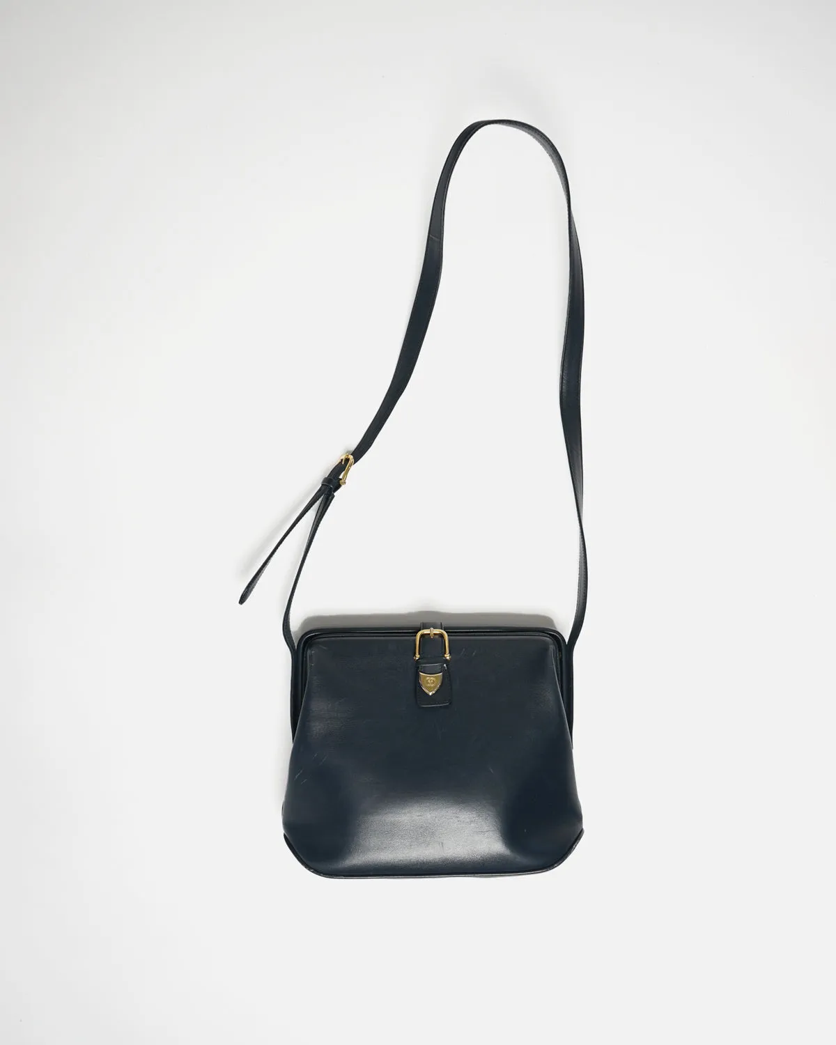 Navy Leather Shoulder Bag