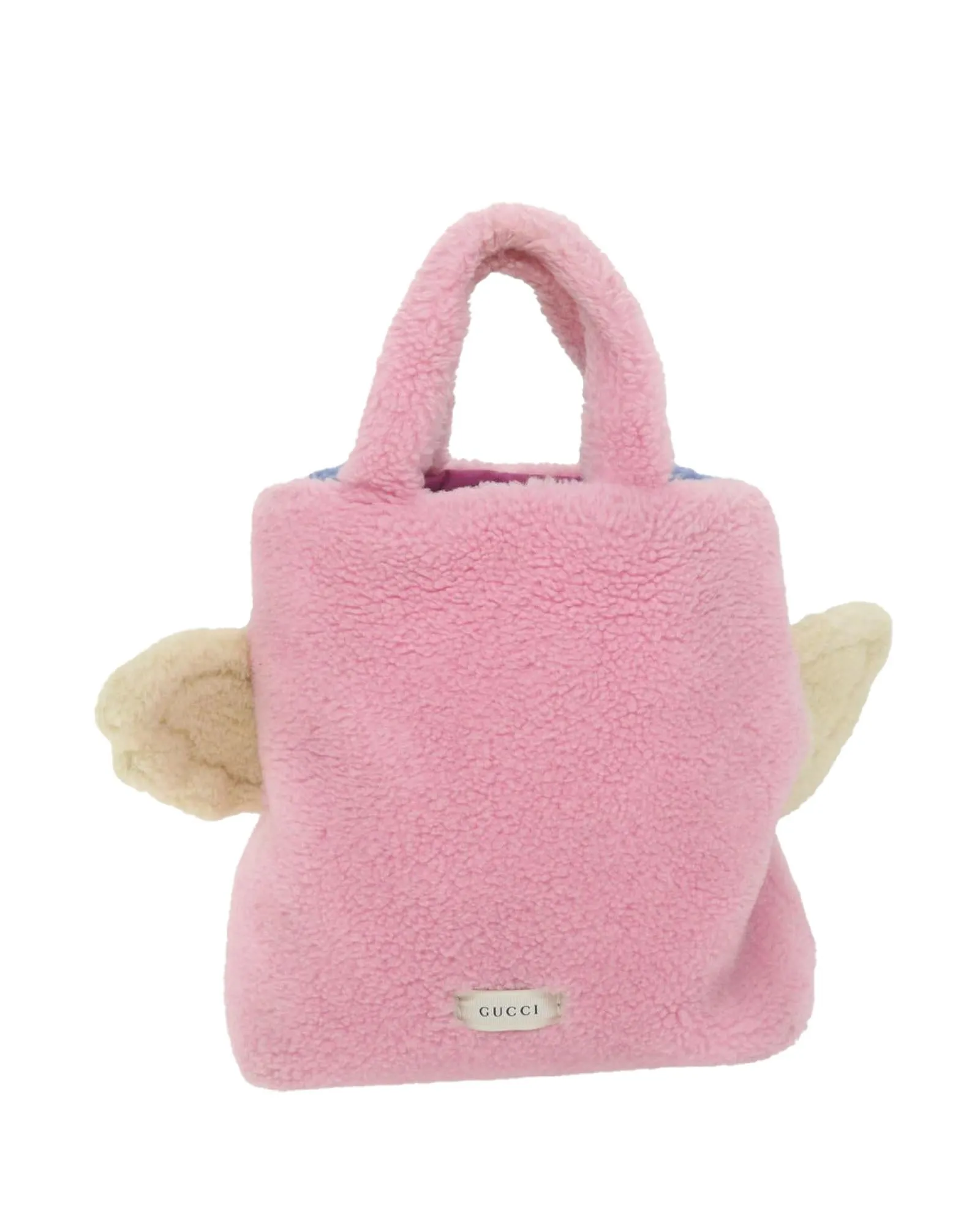 Pink Wool Hand Bag with Metal Fittings