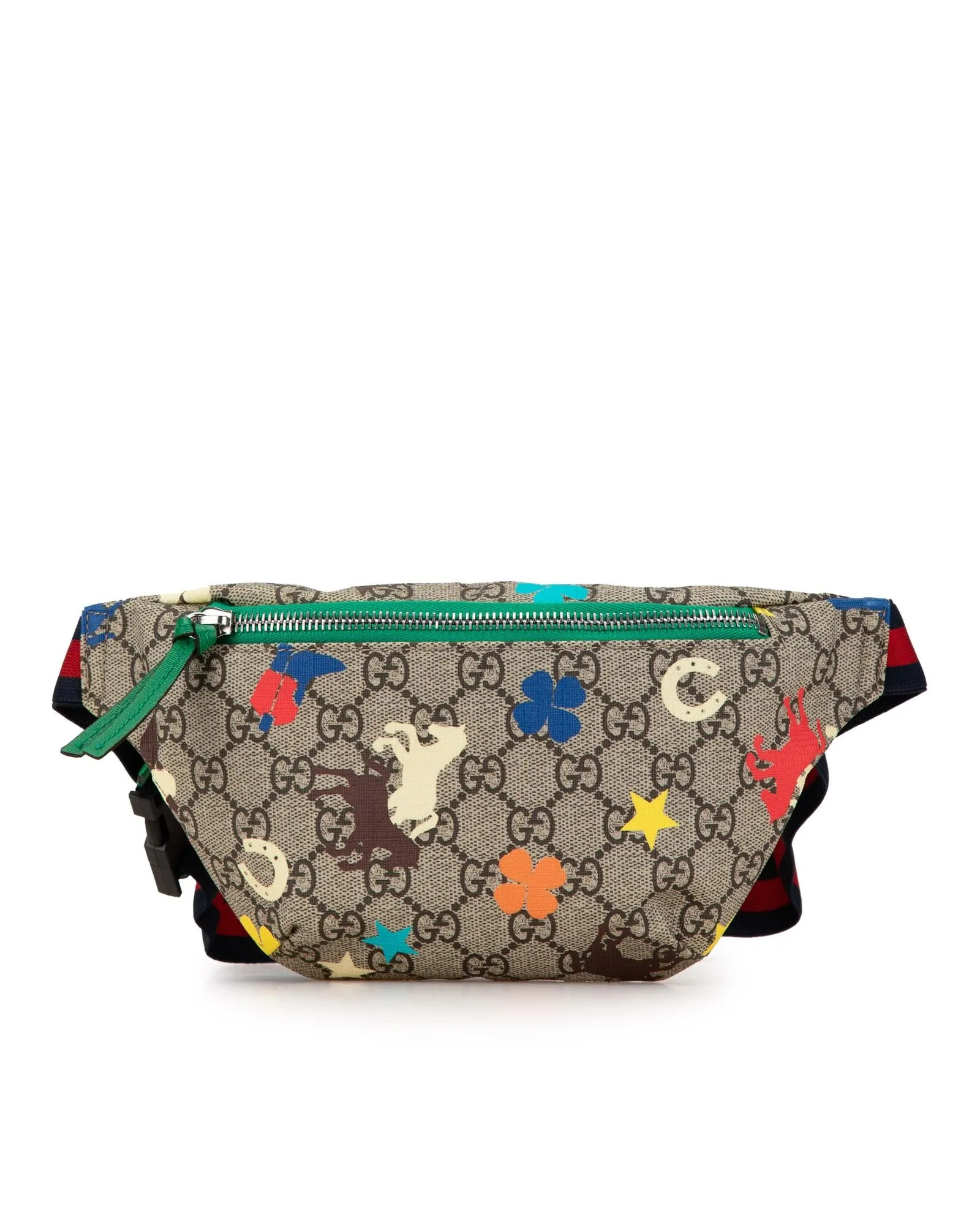 Printed Coated Canvas Belt Bag with Web Waist Strap and Zip Closure