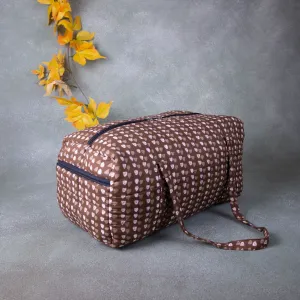 Rectangle Travel Bag Brown with White Dots