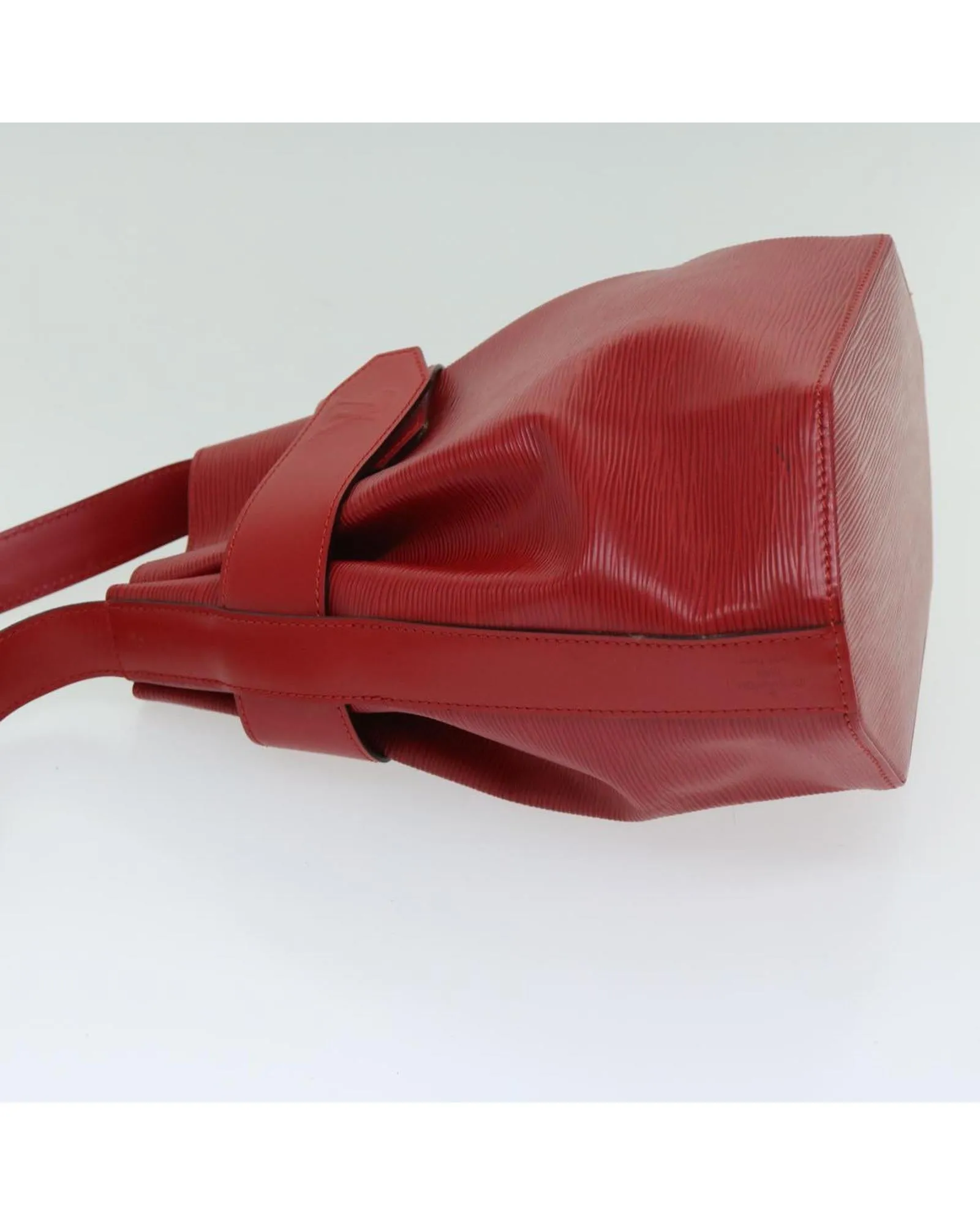 Red Epi Leather Shoulder Bag with Adjustable Strap and Button Closure