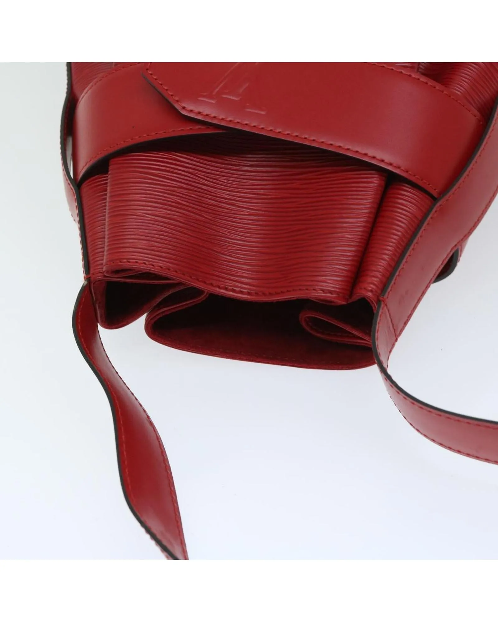 Red Epi Leather Shoulder Bag with Adjustable Strap and Button Closure