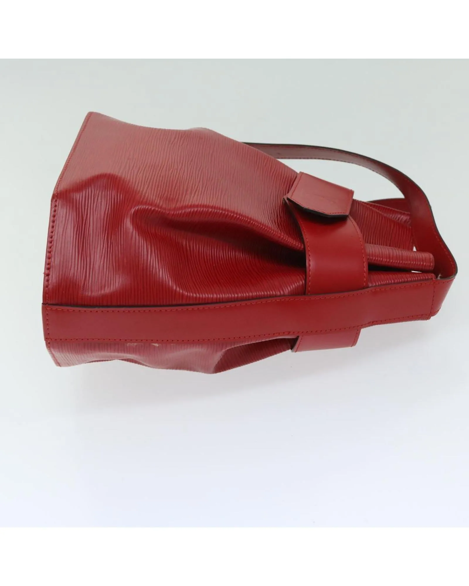 Red Epi Leather Shoulder Bag with Adjustable Strap and Button Closure