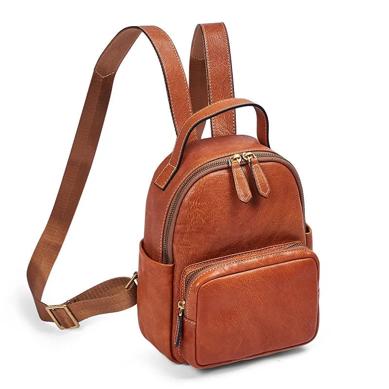 Retro Casual Cowhide Ladies Backpack