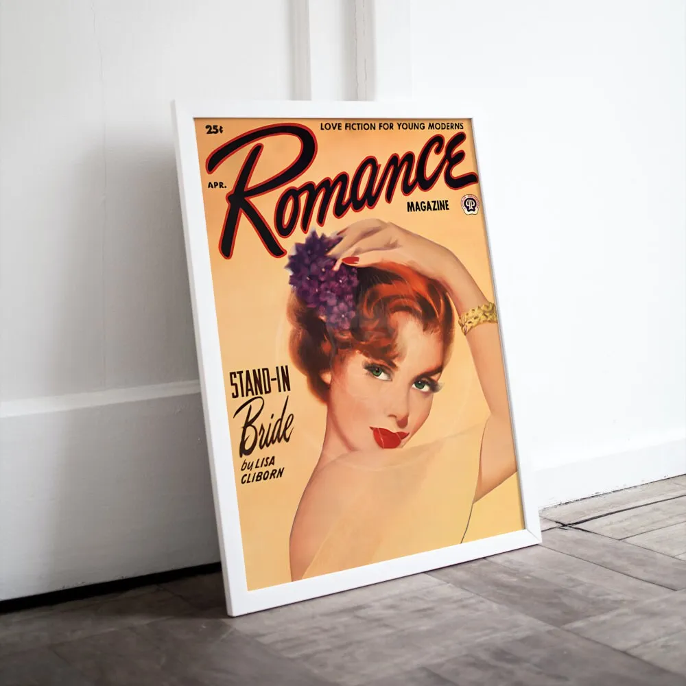 Romance Magazine Poster April PRINTABLE WALL ART, Vintage Pulp Romance Magazine Cover, Vintage Wall Art, Retro Magazine, Orange Wall Art